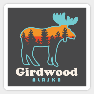 Girdwood Alaska Moose Retro Vintage Magnet